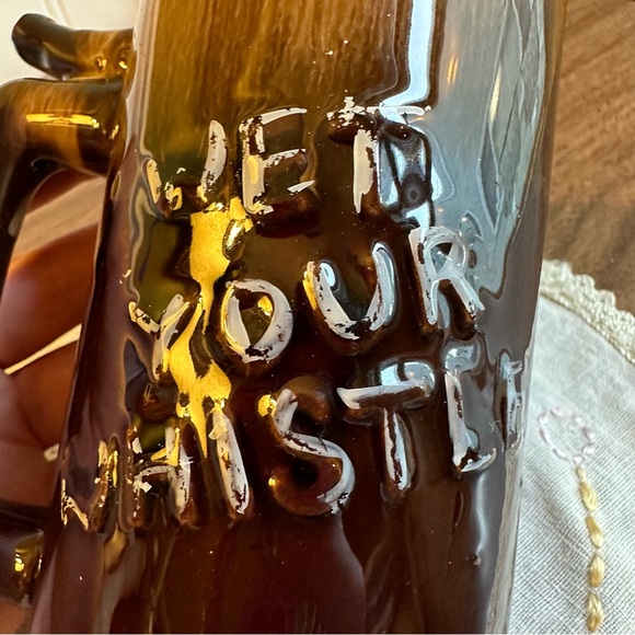 Vintage Artmark Mug Whistle For Your Beer Brown Drip Glaze - Japan - Picture 13 of 13